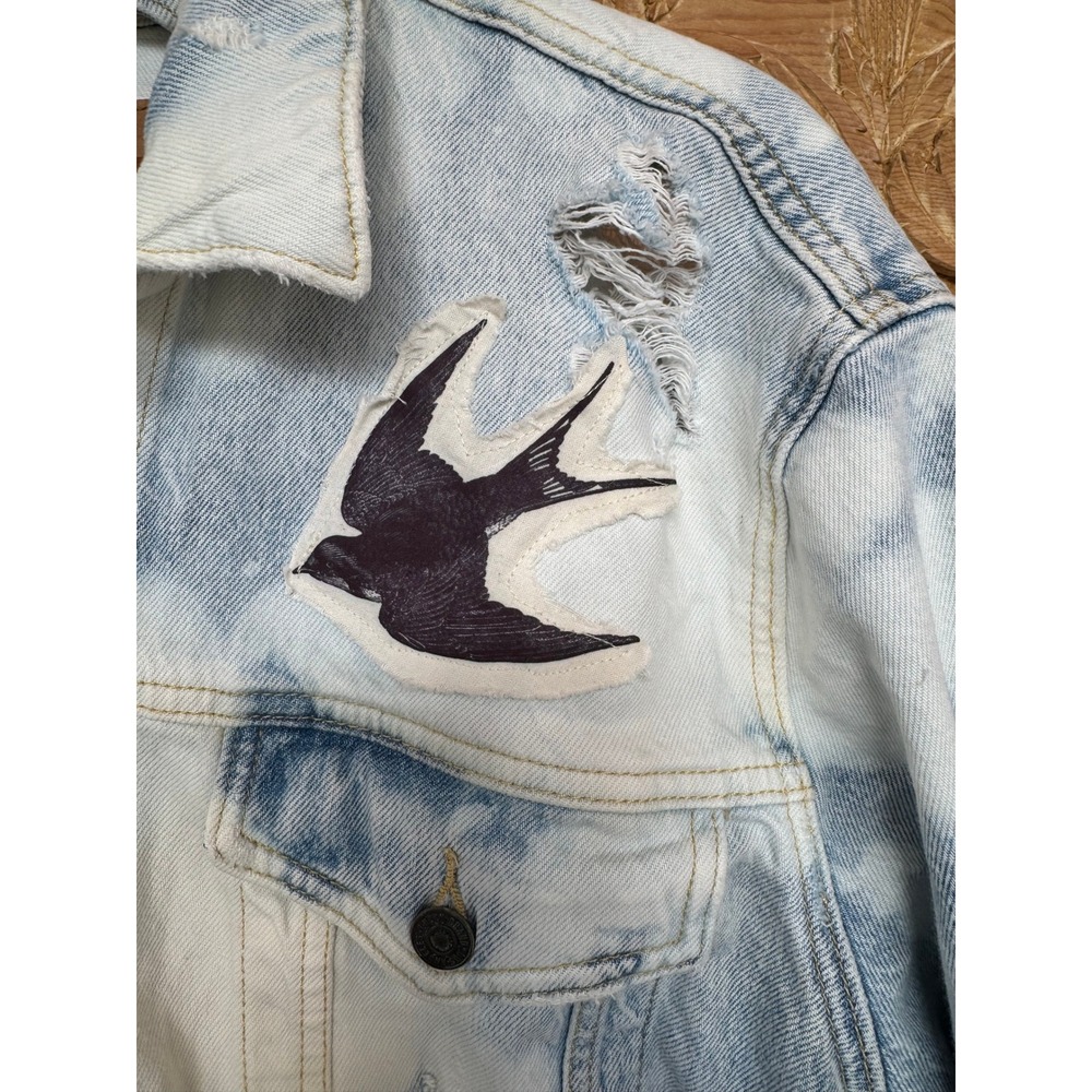 Upcycled Denim Jacket XL Indivisible Eye Folk Art One of One - Picture 5 of 10